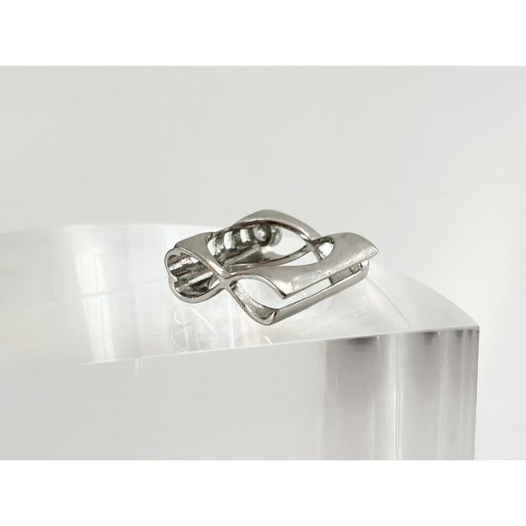 Silver Toned Infinity Double Barrel CZ Gemstone Vintage Ring - sz 9.75 - Picture 8 of 10